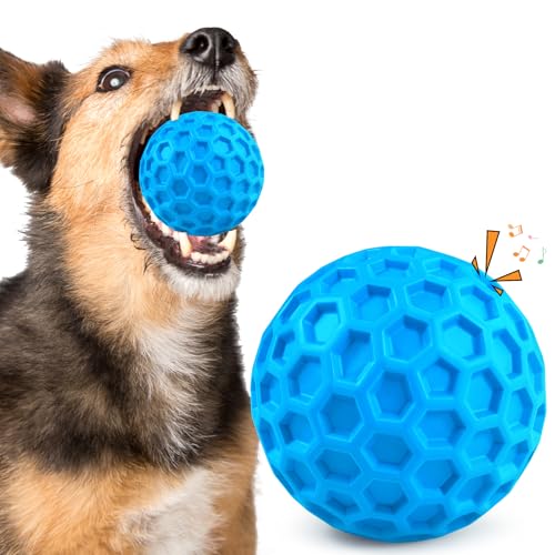 ZRIFAQESW Quietschendes Hundespielzeug für aggressive Kauer, unzerstörbare Hundebälle für aggressive Kauer, Quietschbälle für Hunde, interaktives Spielzeug für große Hunde, lustiger robuster Ball von ZRIFAQESW