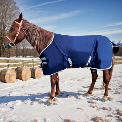 1200D Winter-Pferdedecke, wasserdicht, Polyester, 203 cm, Marineblau von ZRSCHYG