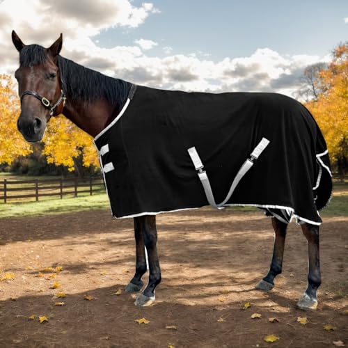 Verstellbare Pferdedecke, Polar-Fleece-Pferdedecke für den Winter, 200 cm von ZRSCHYG