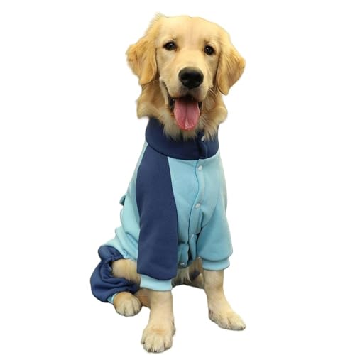 ZSHDTKWB Hundekleidung Dicke Kapuzenjacke Für Mittlere Große Hunde Labrador Herbst Winter Warme Kleidung Mode Overalls Für Haustier Hund-blau Ohne Hut-4xl von ZSHDTKWB