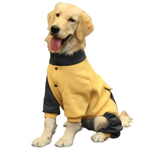 ZSHDTKWB Hundekleidung Dicke Kapuzenjacke Für Mittlere Große Hunde Labrador Herbst Winter Warme Kleidung Mode Overalls Für Haustier Hund-gelb Ohne Hut-3xl von ZSHDTKWB