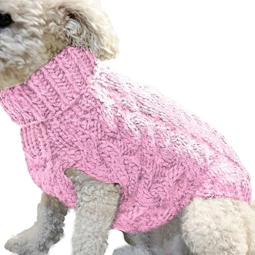 ZSHDTKWB Hundekleidung Hund Winter Kleidung Gestrickte Haustier Kleidung Für Kleine Mittlere Hunde Chihuahua Welpen Haustier Pullover Yorkshire-Hellrosa-m von ZSHDTKWB