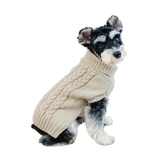 ZSHDTKWB Hundekleidung Hunde Winterkleidung Gestrickte Haustierkleidung Für Kleine Mittelgroße Hunde Chihuahua Welpen Haustier Pullover Yorkshire Hund-Khaki-XXL von ZSHDTKWB