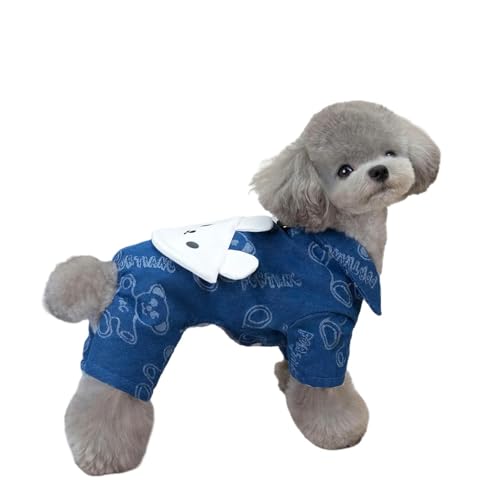 ZSHDTKWB Hundekleidung Hundekleidung Winter Vierbeinige Reflektierende Baumwoll-pet-Kleidung Denim Hunde Overall Mit Leine-blau-XL von ZSHDTKWB