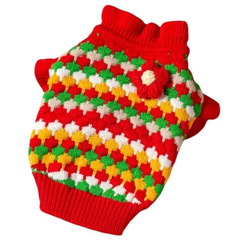 ZSHDTKWB Hundekleidung Hundepullover Für Kleine Mittelgroße Hunde Winter Warmer Welpe Rollkragenpullover Mode Katze Gestrickt-rot-s von ZSHDTKWB