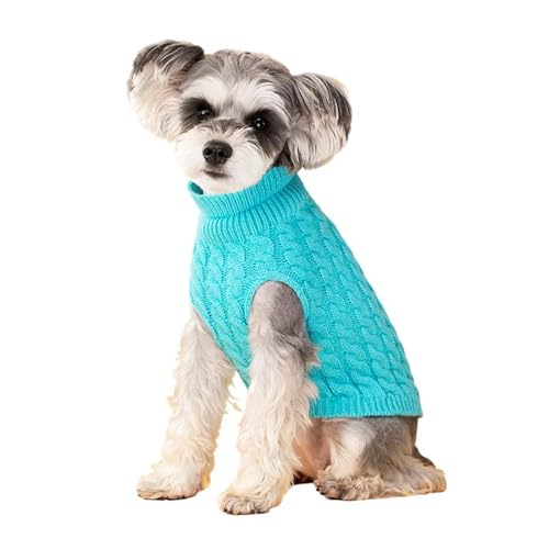 ZSHDTKWB Hundekleidung Warm Hundepullover Für Kleine Hunde Rollkragenpolster Gestrickt Winterhund Kleidung Haustier Welpe Katze Pullover-blau-XL von ZSHDTKWB