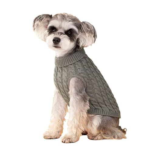 ZSHDTKWB Hundekleidung Warm Hundepullover Für Kleine Hunde Rollkragenpolster Gestrickt Winterhund Kleidung Haustier Welpe Katze Pullover-grau-l von ZSHDTKWB