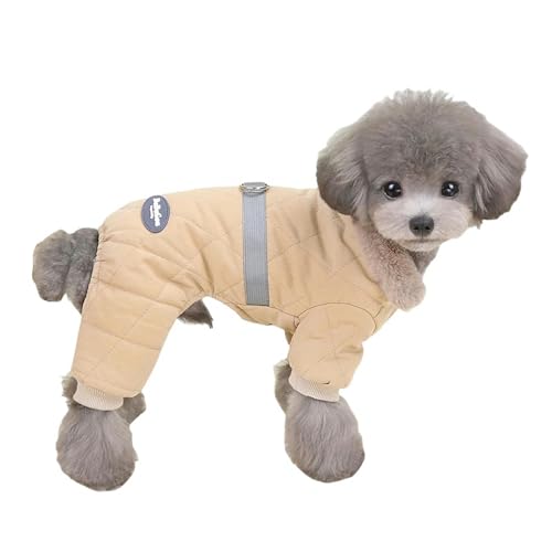 ZSHDTKWB Hundekleidung Winter Hund Jumpsuit Kleidung Chihuahua Overalls Super Warmes Haustier -Baumwolljacke Für Kleine Hunde Welpe Overallsuits-Khaki-l von ZSHDTKWB