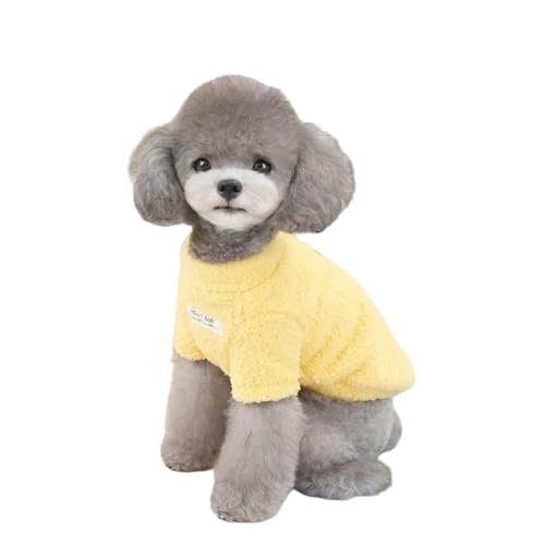 ZSHDTKWB Hundekleidung Winter Warmer Hundpullover Für Kleine Hunde Plüsch Hund Kleidung Weiche Welpenmanteljacke Chihuahua Teddy Bicon Welpe-gelb-l von ZSHDTKWB