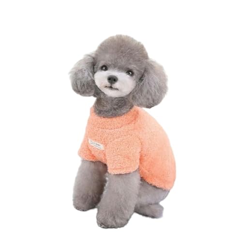 ZSHDTKWB Hundekleidung Winter Warmer Hundpullover Für Kleine Hunde Plüsch Hund Kleidung Weiche Welpenmanteljacke Chihuahua Teddy Bicon Welpe-orange-l von ZSHDTKWB