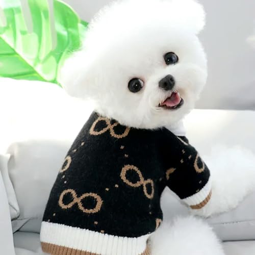 ZSHDTKWB Hundekleidung Winterhundkleidung Chihuahua Weicher Welpe Kätzchen Hohe Gestreifte Strickjacken Warme Gestrickte Pullovermantel Modekleidung-Dunkelbraun-s von ZSHDTKWB