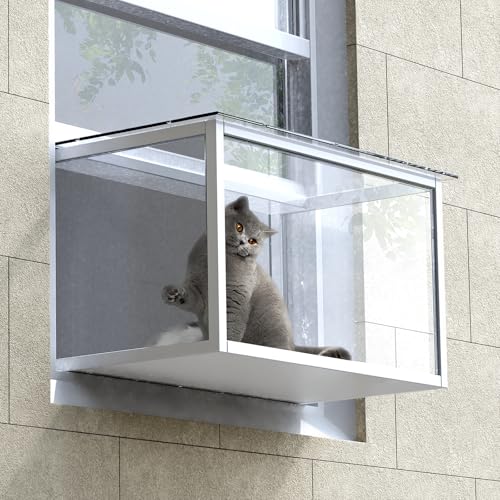 Fenster-Katzen-Sitzstange Catio Katzenfensterbox Holzfenster Catio Cat Catio Fensterstange Fensterstange für Indoor-Katzen Passend für vertikale Fenster 61 cm - 91,4 cm breit ZSHLXM von ZSHLXM