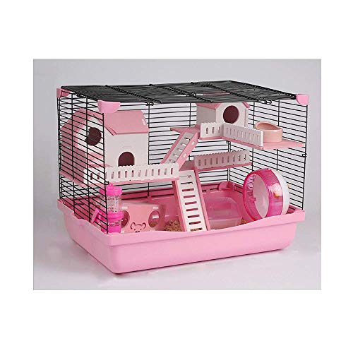TIKEN Hamster-Käfig-Fütterungsstation-Lebensraum Tragbare Gerbils-Mäuse-Hausmaushaus Bietet Ihrem Haustier Einen Unterhaltsamen Spielplatz,Pink-12P von TIKEN