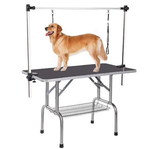 ZSQ Home Dog Grooming Table, Grooming Table for Medium Dogs at Home, Foldable Pet Groom Table with Storage Basket for Large/Medium/Small Dogs, Pet Grooming Table for Home, 116.8 cm von ZSQ