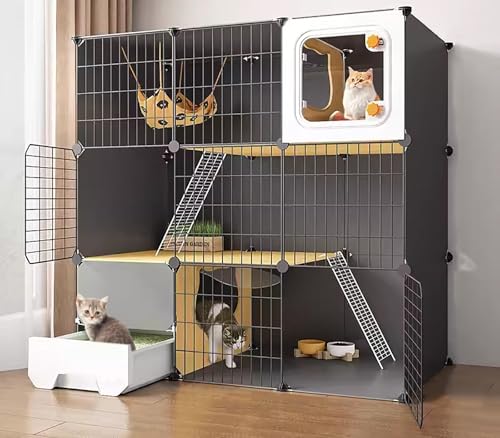 ZSXZCBDQ Geräumige Katzenvilla, Katzennest Für Den Innenbereich, 2/3-lagiger DIY-Katzenkäfig, Halbgeschlossenes Katzennest, Mehrschichtige Plattform(105 * 45 * 105cm) von ZSXZCBDQ