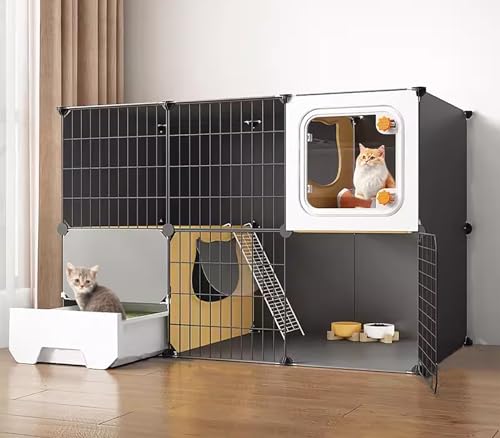 Geräumige Katzenvilla, Katzennest Für Den Innenbereich, 2/3-lagiger DIY-Katzenkäfig, Halbgeschlossenes Katzennest, Mehrschichtige Plattform(105 * 45 * 70cm) von ZSXZCBDQ