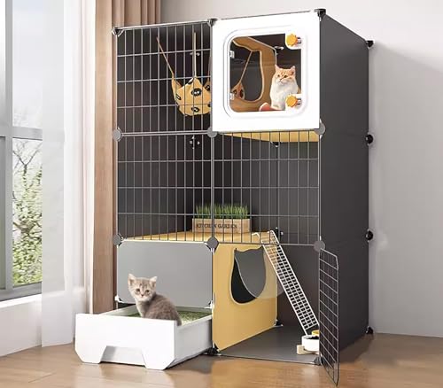 ZSXZCBDQ Geräumige Katzenvilla, Katzennest Für Den Innenbereich, 2/3-lagiger DIY-Katzenkäfig, Halbgeschlossenes Katzennest, Mehrschichtige Plattform(70 * 45 * 105cm) von ZSXZCBDQ