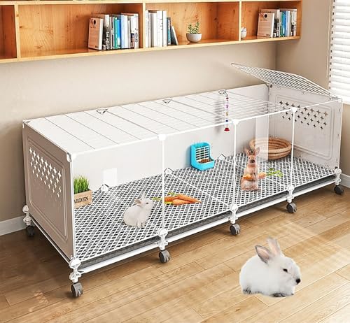 Kaninchenkäfig, Meerschweinchenkäfig, Transparente Vorderseite, Geeignet Für Kaninchen, Frettchen, Chinchillas(White) von ZSXZCBDQ