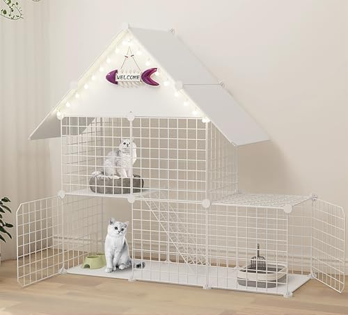 ZSXZCBDQ Kaninchenkäfig, Mehrstufiger Katzenkäfig Mit 360° Drehbaren Rädern, Meerschweinchen-Frettchen-Chinchilla-Kätzchenkäfig,(White,111 * 39 * 110cm) von ZSXZCBDQ