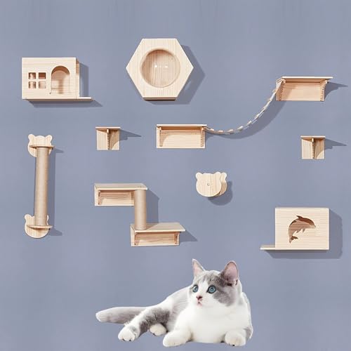 Katzenbaumturm, Kätzchen-Aktivitätszentrum, Wand-Katzenrahmen, Katzenklettergerüst, Spielplatz-Set, (Paket 6) von ZSXZCBDQ