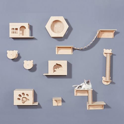 Katzenbaumturm, Kätzchen-Aktivitätszentrum, Wand-Katzenrahmen, Katzenklettergerüst, Spielplatz-Set, (Paket 7) von ZSXZCBDQ