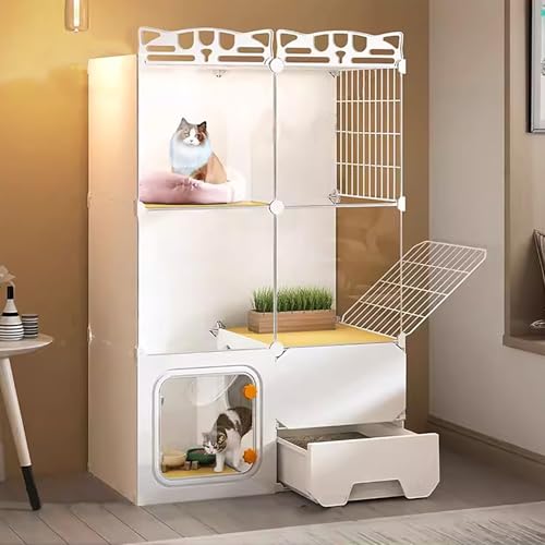 Katzenkäfig Für Drinnen, Katzenkäfig,multistory Cages for Cats， Große Katzenbox, Auslauf Für 1–2 Katzen(72 * 37 * 107cm) von ZSXZCBDQ