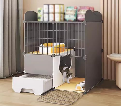 Tragbarer Katzentransporter Mit Katzentoilette, Katzenvilla, Abnehmbares Katzennest Aus Draht Mit Stauraum Oben(75 * 35 * 85cm) von ZSXZCBDQ