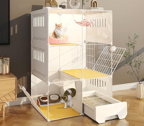 Katzenschrank, Halbgeschlossener Katzenkäfig, DIY-Katzenzaun, Haustierzaun Für Den Innenbereich Mit Katzentoilette,(72 * 47 * 107cm) von ZSXZCBDQ