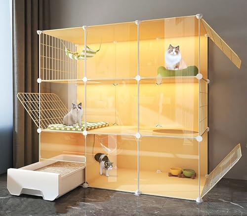 Katzentransportbox Für Den Innenbereich Mit Katzentoilette, Katzenvilla Mit Verstärkter Plattform Für Kleintiere.(107 * 47 * 107cm) von ZSXZCBDQ