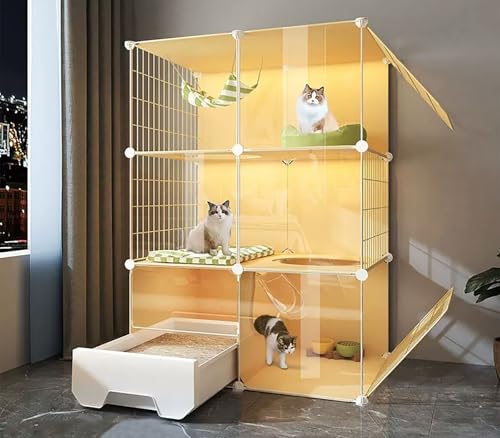 Katzentransportbox Für Den Innenbereich Mit Katzentoilette, Katzenvilla Mit Verstärkter Plattform Für Kleintiere.(72 * 47 * 107cm) von ZSXZCBDQ