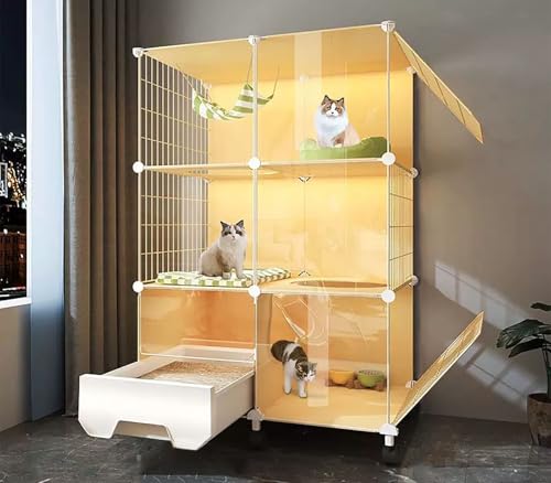 Katzentransportbox Für Den Innenbereich Mit Katzentoilette, Katzenvilla Mit Verstärkter Plattform Für Kleintiere.(72 * 47 * 115cm) von ZSXZCBDQ