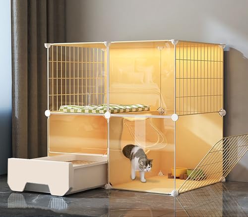 Katzentransportbox Für Den Innenbereich Mit Katzentoilette, Katzenvilla Mit Verstärkter Plattform Für Kleintiere.(72 * 47 * 72cm) von ZSXZCBDQ