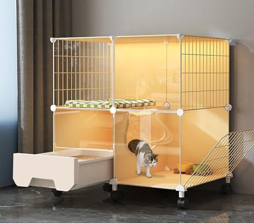 Katzentransportbox Für Den Innenbereich Mit Katzentoilette, Katzenvilla Mit Verstärkter Plattform Für Kleintiere.(72 * 47 * 80cm) von ZSXZCBDQ