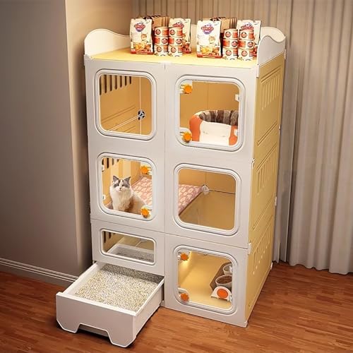 ZSXZCBDQ Katzenzaun, Katzentransportbox Mit Katzentoilette, Katzentransportbox Für Den Innenbereich Mit Stauraum Oben, Katzentransportbox(71 * 46.5 * 116cm) von ZSXZCBDQ