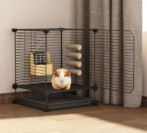 ZSXZCBDQ Kleintier-Haustierkäfige, Hamster-Metallzäune, Tiere Können Sich Frei Bewegen, DIY-Haustierzäune(Black,37 * 37 * 48cm) von ZSXZCBDQ