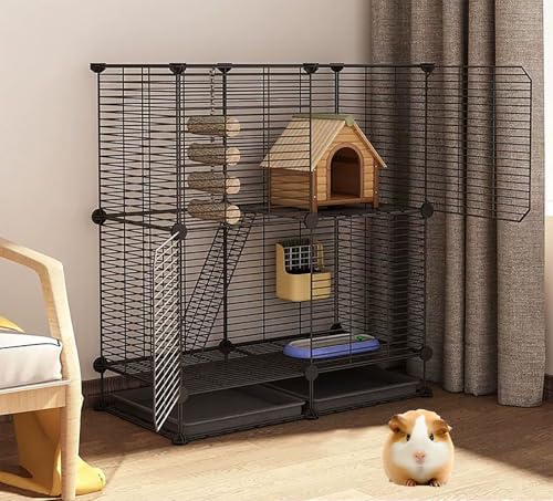 Kleintier-Haustierkäfige, Hamster-Metallzäune, Tiere Können Sich Frei Bewegen, DIY-Haustierzäune(Black,75 * 39 * 84cm) von ZSXZCBDQ