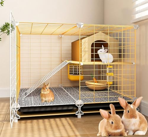 Kleintierkäfig, großer Hamsterkäfig mit 360°-Universalrädern, Metall und PP-Material, Meerschweinchenkäfig, Drahtgittervilla (70 x 35 x 49 cm) von ZSXZCBDQ