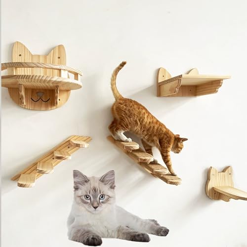 Wandmontiertes Katzenklettergerüst, Katzenklettergerüst, Spielturm mit Katzenhaus, Wandmontierte Katzenhängematte (Paket 4) von ZSXZCBDQ