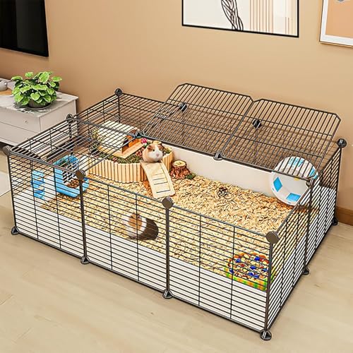 ZSXZCBDQ Großer DIY-Hamsterkäfig, Kaninchenkäfig für den Innenbereich, Metallkäfig für Haustiere(Black,111 * 72 * 37cm) von ZSXZCBDQ