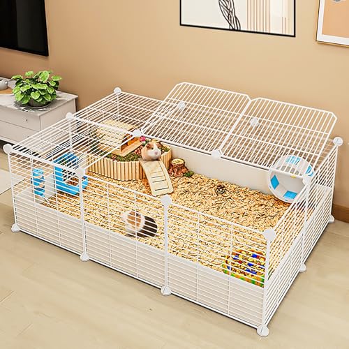 ZSXZCBDQ Großer DIY-Hamsterkäfig, Kaninchenkäfig für den Innenbereich, Metallkäfig für Haustiere(White,111 * 72 * 37cm) von ZSXZCBDQ