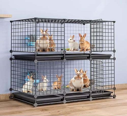 ZSXZCBDQ Kaninchenkäfig Für Den Innenbereich, Zaun Für Meerschweinchen, Außenzaun Für Katzen Und Hunde,(Black,111 * 39 * 95cm) von ZSXZCBDQ