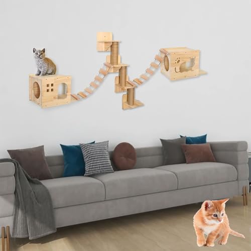 ZSXZCBDQ Katzen-Kletterwand-Set, Wandkratzbaum Für Kletterwand, Katzen-Kletterwand-Set, Katzenmöbel-Set(Package 2) von ZSXZCBDQ