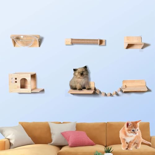 ZSXZCBDQ Katzen-Kletterwand-Set, Wandkratzbaum Für Kletterwand, Katzen-Kletterwand-Set, Katzenmöbel-Set(Package 3) von ZSXZCBDQ