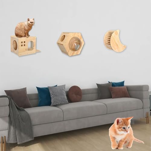 ZSXZCBDQ Katzen-Kletterwand-Set, Wandkratzbaum Für Kletterwand, Katzen-Kletterwand-Set, Katzenmöbel-Set(Package 4) von ZSXZCBDQ