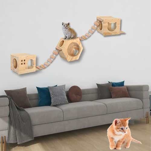 ZSXZCBDQ Katzen-Kletterwand-Set, Wandkratzbaum Für Kletterwand, Katzen-Kletterwand-Set, Katzenmöbel-Set(Package 5) von ZSXZCBDQ