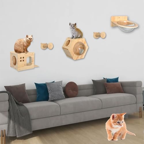 ZSXZCBDQ Katzen-Kletterwand-Set, Wandkratzbaum Für Kletterwand, Katzen-Kletterwand-Set, Katzenmöbel-Set(Package 6) von ZSXZCBDQ