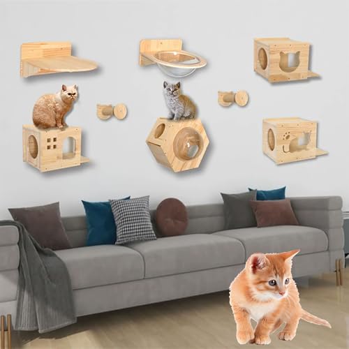 ZSXZCBDQ Katzen-Kletterwand-Set, Wandkratzbaum Für Kletterwand, Katzen-Kletterwand-Set, Katzenmöbel-Set(Package 7) von ZSXZCBDQ