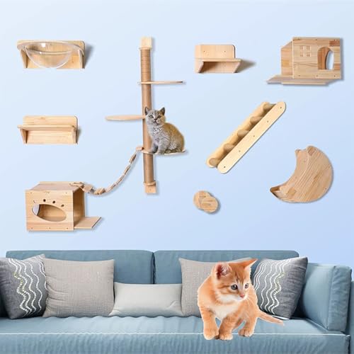 ZSXZCBDQ Katzen-Kletterwand-Set, Wandkratzbaum Für Kletterwand, Katzen-Kletterwand-Set, Katzenmöbel-Set(Package 8) von ZSXZCBDQ