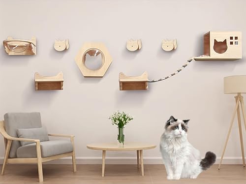 ZSXZCBDQ Katzenkletterwand, Superstabile Katzenmöbel, Katzenhaus Und Wandkatzenstufen, Platzsparende DIY-Katzenkletterwand,(Package 4) von ZSXZCBDQ