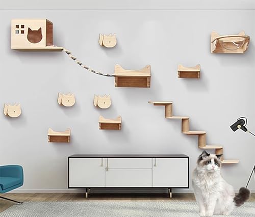 ZSXZCBDQ Katzenkletterwand, Superstabile Katzenmöbel, Katzenhaus Und Wandkatzenstufen, Platzsparende DIY-Katzenkletterwand,(Package 5) von ZSXZCBDQ